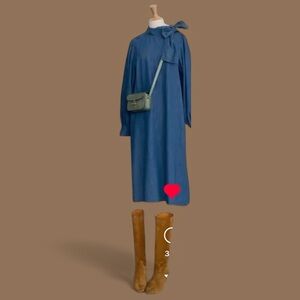 Sézane Taylor Denim Neck Tie Midi Dress - NWT